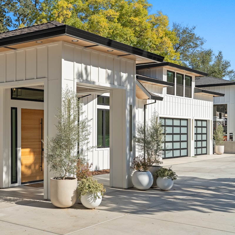 Modern home with a freshly cleaned front drive